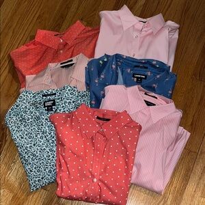 Lands' End women’s 7 Shirts in Red, Pink, and Blue 16p/16.